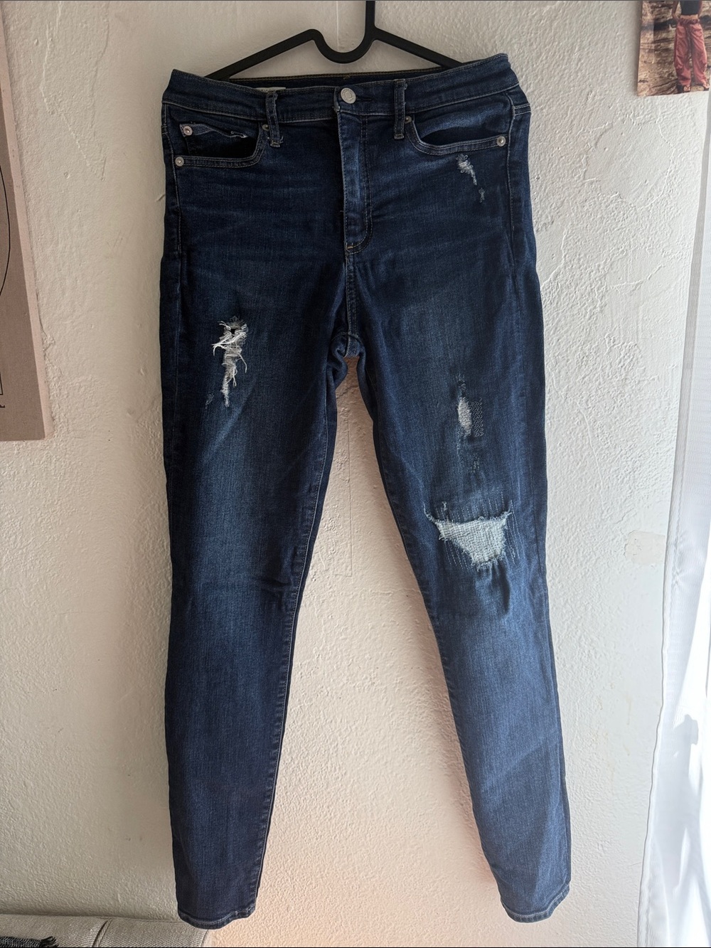 Dark Indigo Distressed Skinny Jeans for Women 29x30